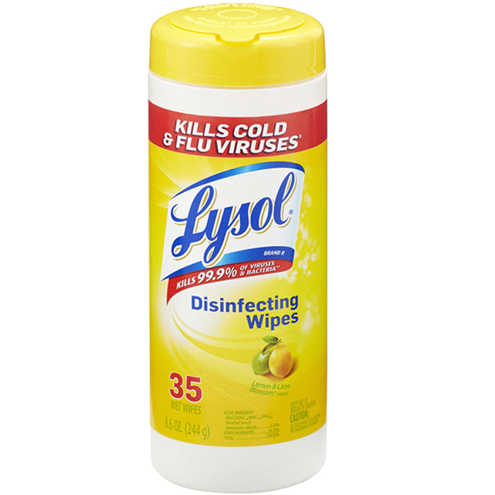 Buy Reckitt Benckiser Lysol Disinfectant Wipes, Multi-Surface Antibacterial Cleaning Wipes For Disinfecting and Cleaning, Lemon and Lime Blossom 35 Count  online at Mountainside Medical Equipment