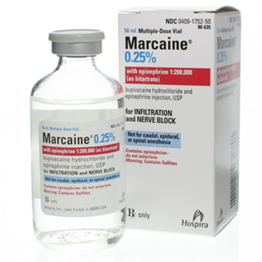 Buy Pfizer Injectables Marcaine (Bupivacaine Hydrochloride) with Epinephrine 1:200,000 for Injection 0.25% Multi-Dose 50mL Vial  online at Mountainside Medical Equipment