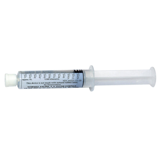 Prefilled Sodium Chloride 0.9% IV Flush Syringes 10 mL fill in 12 mL x 60/Box 