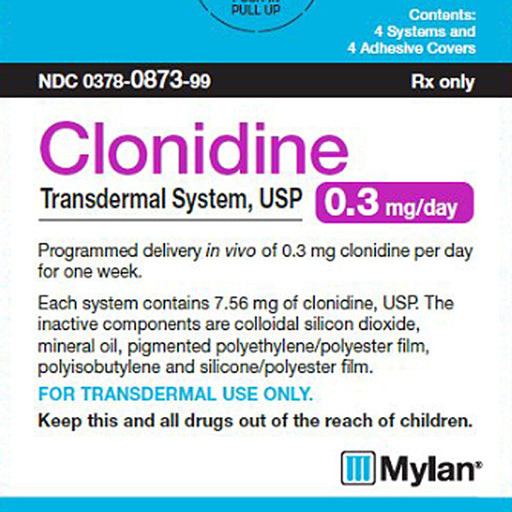 Buy Mylan Pharmaceuticals Mylan Clonidine Transdermal Patch 0.3mg 24-Hour 4/Box  online at Mountainside Medical Equipment