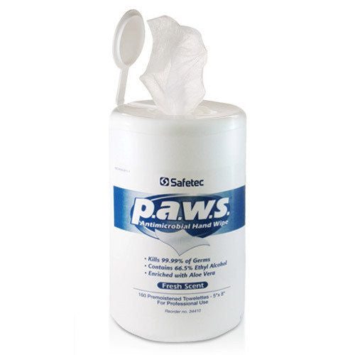 Buy Safetec PAWS Antimicrobial Hand Wipes, 160 Count Fresh Scent with Aloe  online at Mountainside Medical Equipment