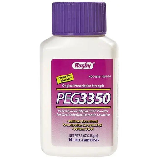 Buy Major Rugby Labs Polyethylene Glycol 3350 NF Powder Osmotic Laxative 238 gram (Compare to MiraLax)  online at Mountainside Medical Equipment