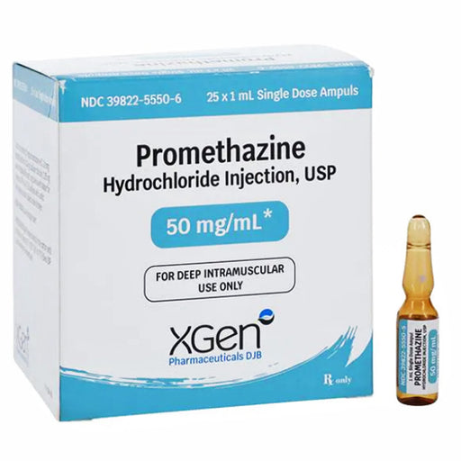 Buy X-Gen Pharmaceuticals Promethazine HCl for Injection 50 mg / mL Ampules 1 mL x 25/Tray (Rx)  online at Mountainside Medical Equipment