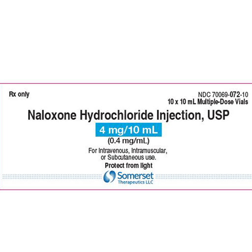 Buy Somerset Therapeutics Somerset Naloxone Hydrochloride for Injection 4 mg per 10mL Multiple-Dose Vials x 10 Per Tray  online at Mountainside Medical Equipment
