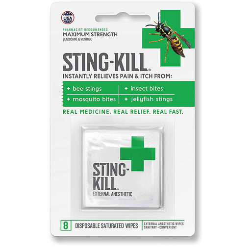 Buy Emerson Healthcare Sting-Kill First Aid Anesthetic Wipes Instant Pain + Itch Relief from Bee Stings and Bug Bites, 8 Pack  online at Mountainside Medical Equipment