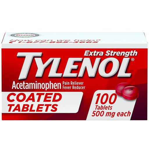 Buy Johnson and Johnson Consumer Inc Tylenol Extra Strength 500mg Pain Reliever Fever Reducer Coated Tablets, 100 Count  online at Mountainside Medical Equipment