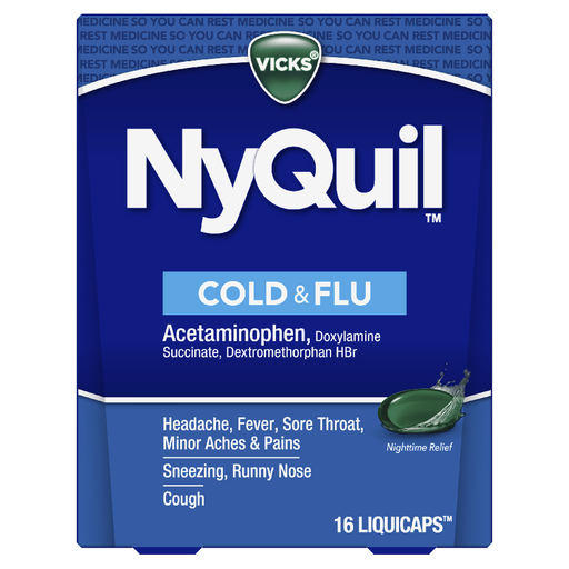 Buy Procter & Gamble Vicks NyQuil Cold & Flu Liquicaps 16 ct  online at Mountainside Medical Equipment