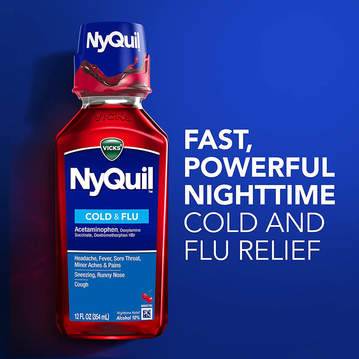 Buy Procter & Gamble Vicks Nyquil Cold and Flu Medicine Cherry Flavor 8 oz  online at Mountainside Medical Equipment