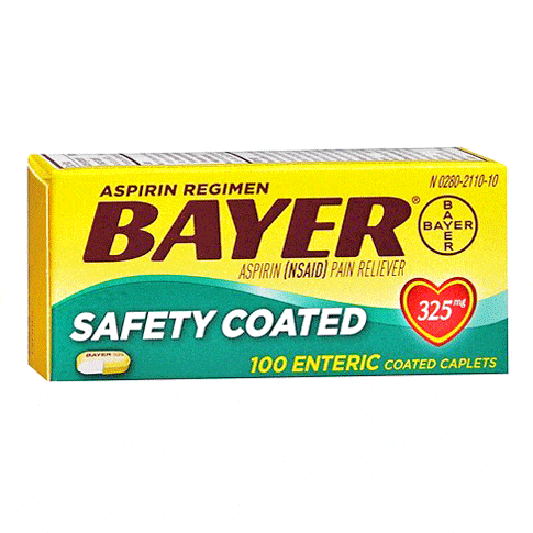 Buy Bayer Healthcare Bayer Safety Coated Aspirin 325mg Enteric Coated Caplets, 100/Bottle  online at Mountainside Medical Equipment