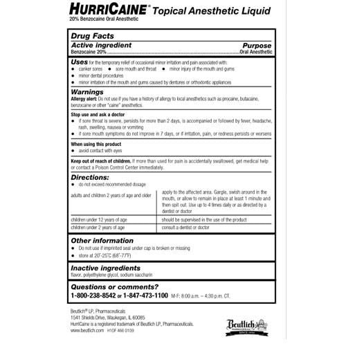 Buy Beutlich HurriCaine Oral Pain Anesthetic Gel, Wild Cherry  online at Mountainside Medical Equipment