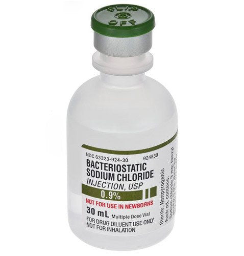 Buy Fresenius Fresenius Bacteriostatic Sodium Chloride 0.9% For Injection 30mL Multiple Dose Vials, 25/tray (Rx)  online at Mountainside Medical Equipment