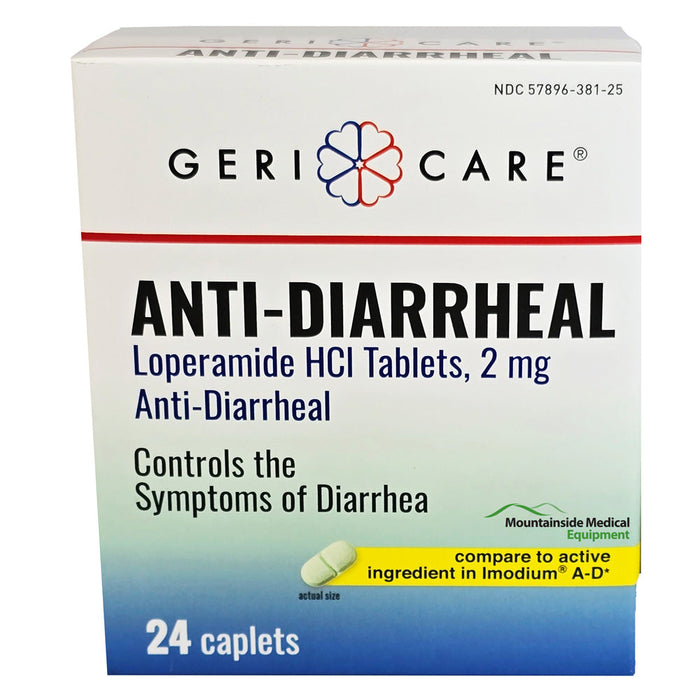 Anti-Diarrheal Relief Tablets Loperamide 2 mg by Geri-Care 24 Caplets