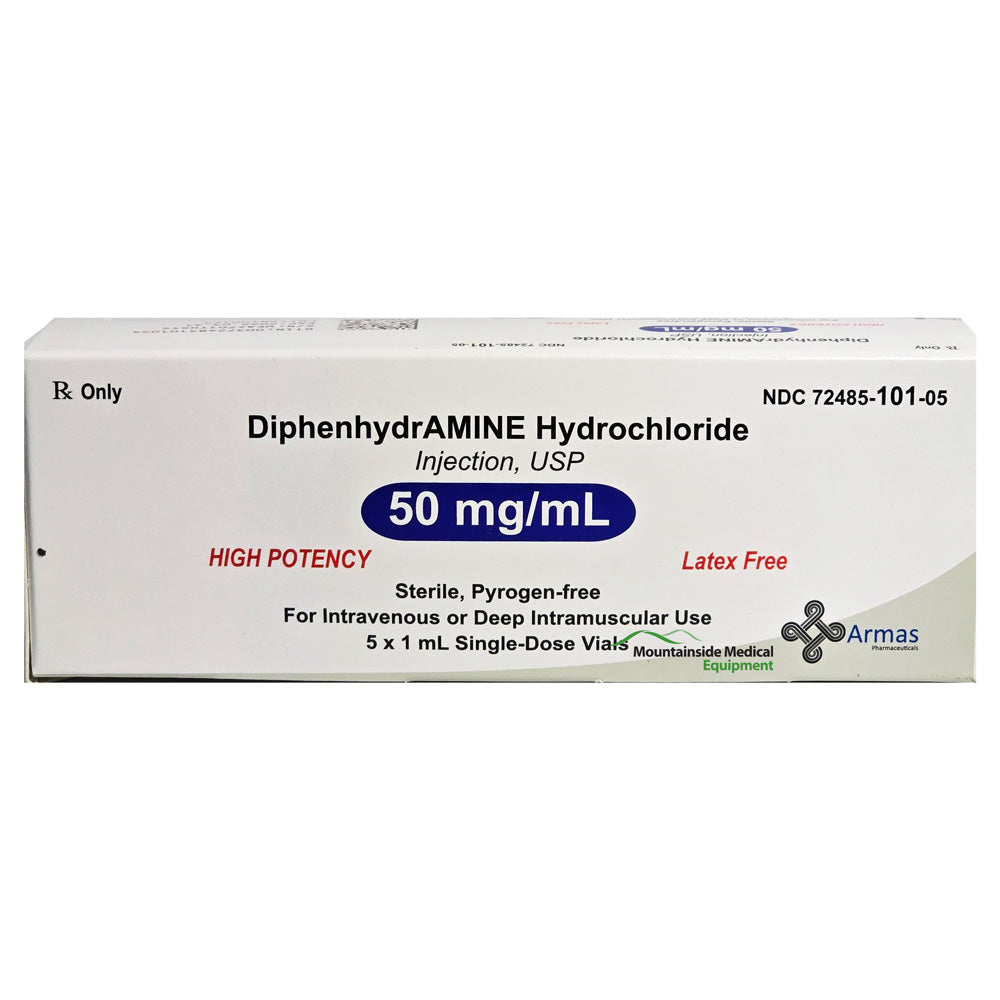 Diphenhydramine Injection 50 mg per 1 mL Vial For Allergic Reactions by Hikma (Rx)