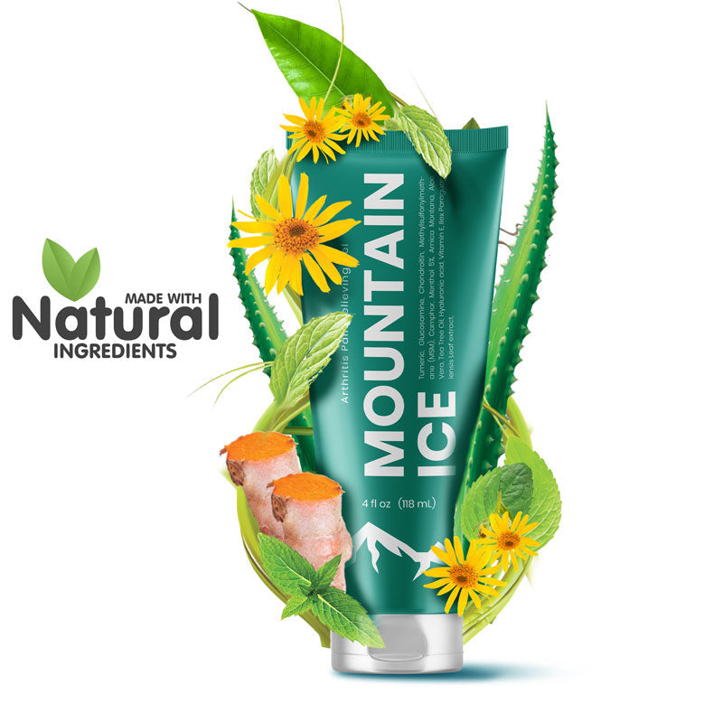 Mountain Ice Arthritis, Joint & Nerve Pain Relief Gel with Turmeric, Arnica, Glucosamine, Tea Tree Oil, Campor, Hyaluronic Acid, Vitamin E & Aloe Vera