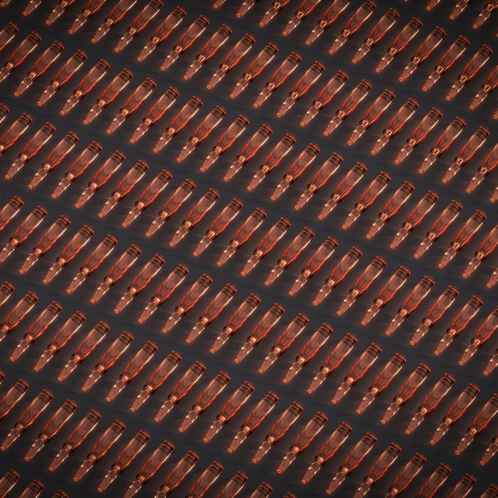 Many bottles are arranged in a pattern.