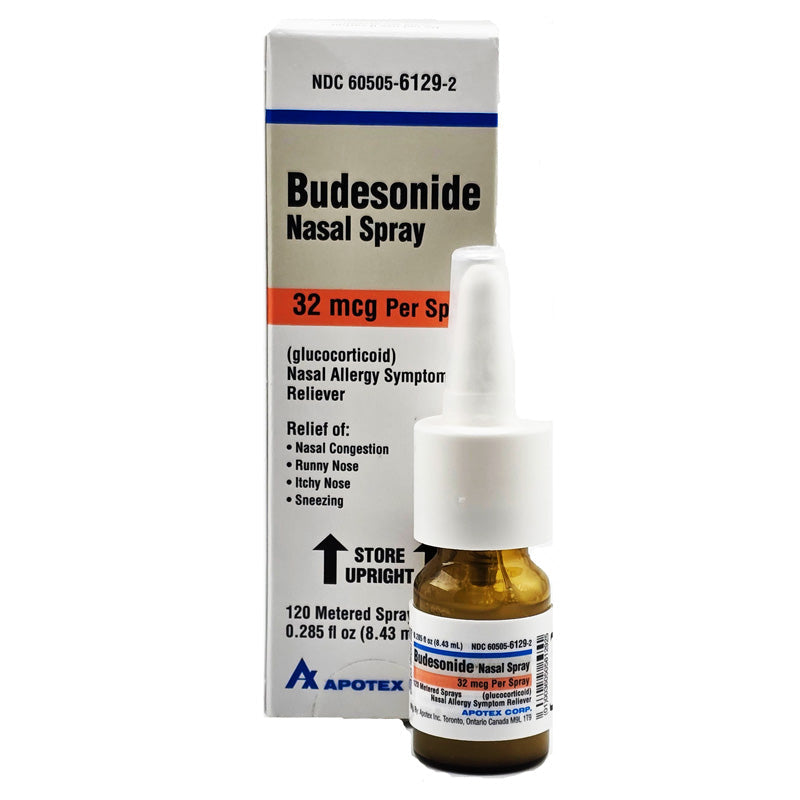 Inhalers and nasal sprays of Budesonide medicines, used for managing asthma, reducing inflammation, and treating respiratory conditions.