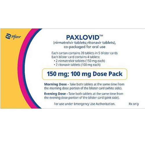 Paxlovid tablets for treating mild to moderate COVID-19 symptoms and reducing risk of severe illness.
