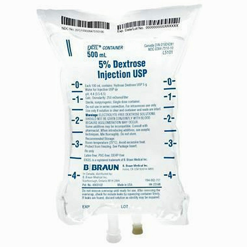 Dextrose IV Bags for energy infusion and hydration, vital in nutritional therapy and metabolic support within medical and emergency settings.