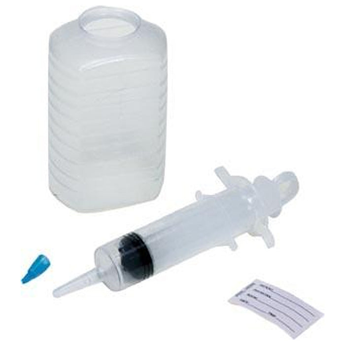 A comprehensive collection of enteral feeding supplies, including feeding tubes, syringes, and nutritional formula bottles, essential for patient nutrition and digestive health support.
