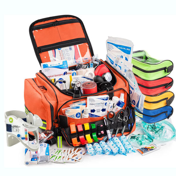 Fire Department Medical Supplies: Essential tools and equipment used by firefighters for emergency medical response and patient care.