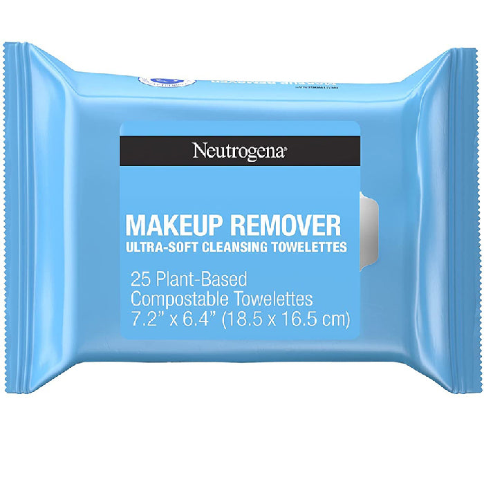 A variety of makeup removers, including micellar water and cleansing wipes, displayed with skincare products, promoting skin health and hygiene.
