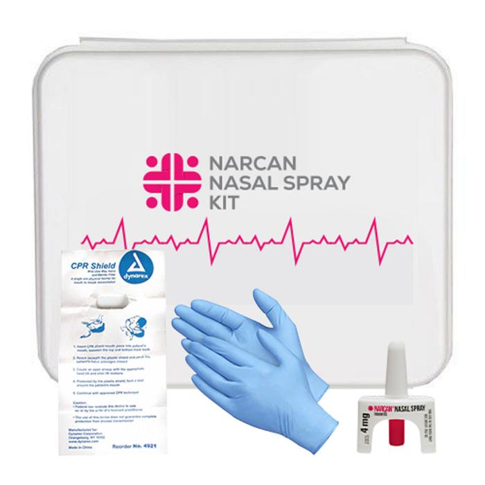 Close-up of Narcan Kits with instructions, vital for opioid overdose recovery, emergency response, and first aid preparedness.