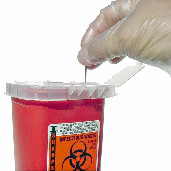 Sharps Containers used for safe disposal of needles and medical waste, promoting hygiene and preventing infection in healthcare settings.