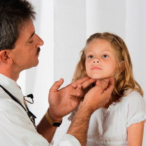 Doctor checking child for Strep Throat