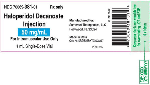 Buy Somerset Pharma Haloperidol Decanoate Injection 50 mg Single Dose Vial- Somerset  online at Mountainside Medical Equipment