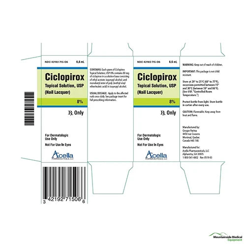 CiclopIrox Topical Solution 8% Nail Lacquer 6.6mL Bottle