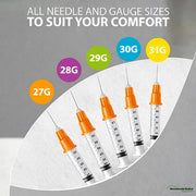 Insulin Syringes with Needle U-100, All Size Insulin Needles, EasyTouch 100/Box