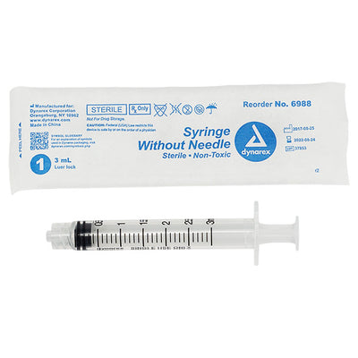 3 cc Syringe Luer Lock Tip Dynarex 6988 for precise and secure dosing, enhancing safety and accuracy in medical and healthcare procedures.