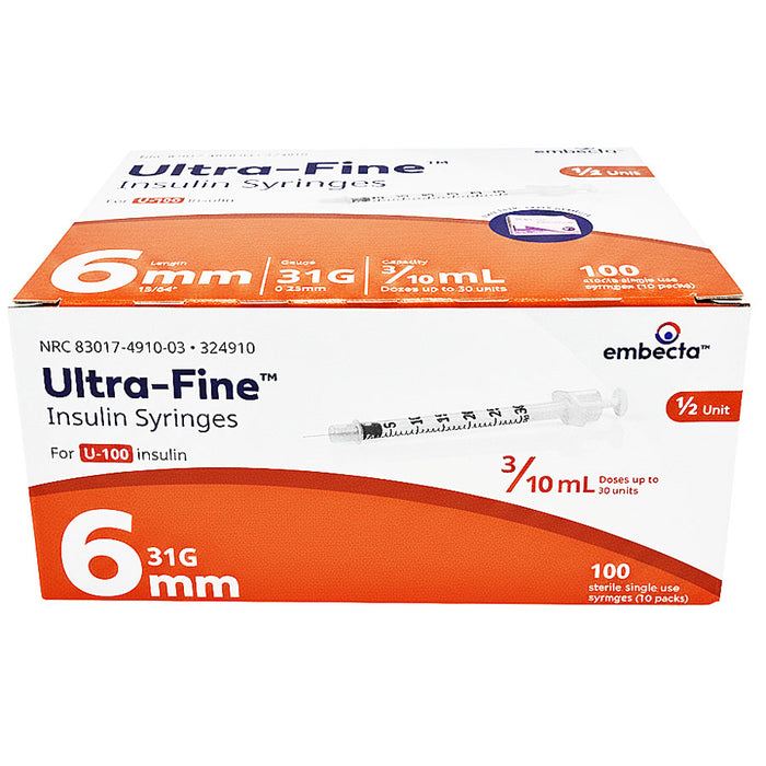324910 Insulin Syringes 31 gauge x 3-10 mL by Embecta