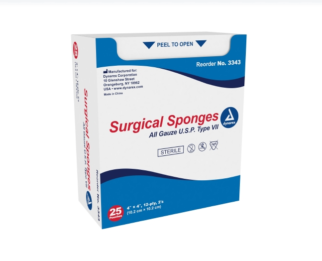 Gauze Sponges, Sterile, 4 inch x 4 inch, 12ply, — Mountainside Medical