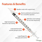 Insulin Syringes with Needle U-100, All Size Insulin Needles, EasyTouch 100/Box