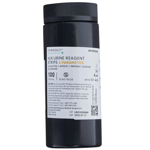 4 LN Urine Reagent Test Strips bottle for detecting leukocytes and nitrites; ideal for convenient urinary tract health monitoring.