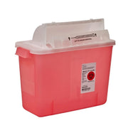 Red Sharps Container with Mail Box Style Lid Closure