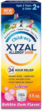 Xyzal Children's 24 Hour Allergy Relief Liquid, Bubble Gum Flavor, 5 oz Bottle