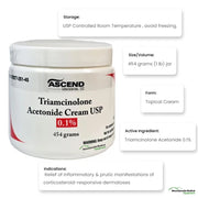 Triamcinolone Acetonide Cream 0.1% Jar 454 grams