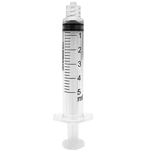 5 mL Syringe Luer Lock Tip  standing upwards. 