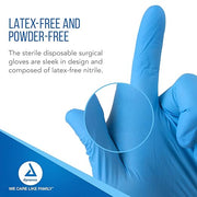 Sterile Nitrile Gloves, Textured Fingertips Blue, Pairs, 50pr/bx Medium, 50 Pair Large, 50 Pair