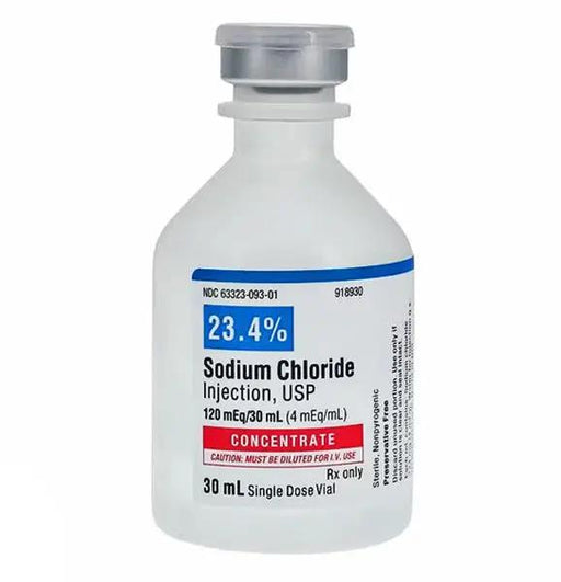 Sodium Chloride Injection 120 mEq/30 mL (4 mEq/mL) Concertrate 300 Single-Dose Vials 25/Box