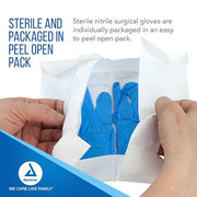 Sterile Nitrile Gloves, Textured Fingertips Blue, Pairs, 50pr/bx Medium, 50 Pair Large, 50 Pair
