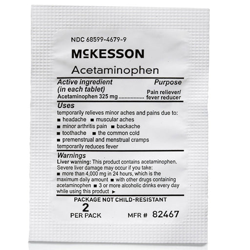 Image of Acetaminophen 325 mg Unit Dose Packet, ideal for precise pain relief and fever reduction, displayed with easy-to-read labeling.