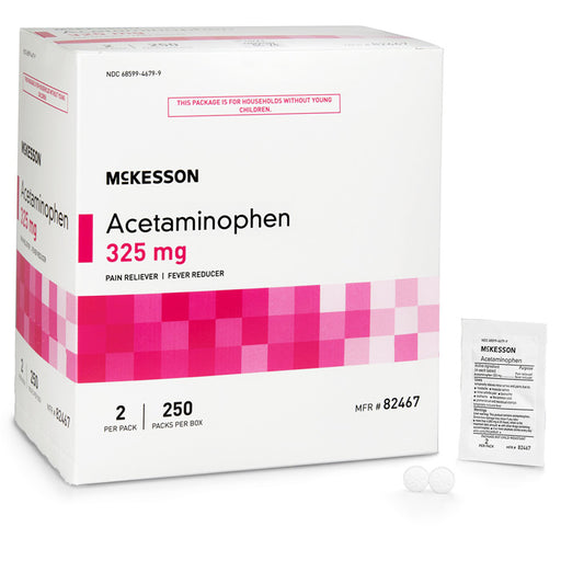 Image of Acetaminophen 325 mg Unit Dose Tablets (250 x 2 Packs) neatly displayed, emphasizing convenience in pain and fever management.