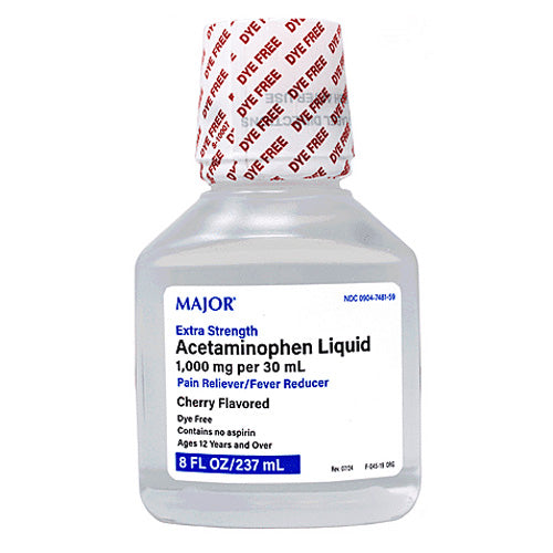 Acetaminophen Liquid 1000 mg per 30 mL Pain Reliever/ Fever Reducer, Cherry Flavor, 8 oz