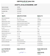Certificate of Analysis for Acetyl-D-Glucosamine USP by Medisca