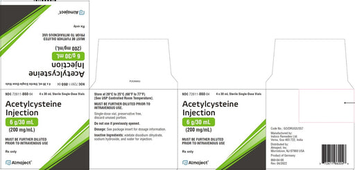 Package Label for Acetylcysteine for Injection 6 g/30 mL Single-Dose Vial 30 mL