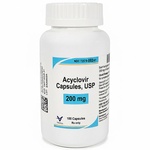 Acyclovir 200mg Capsules BY Viona Pharmaceuticals. NDC: 72578-0002-01