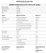 Ademetionine Disulfate Tosylate (SAMe) Certificate of Analysis